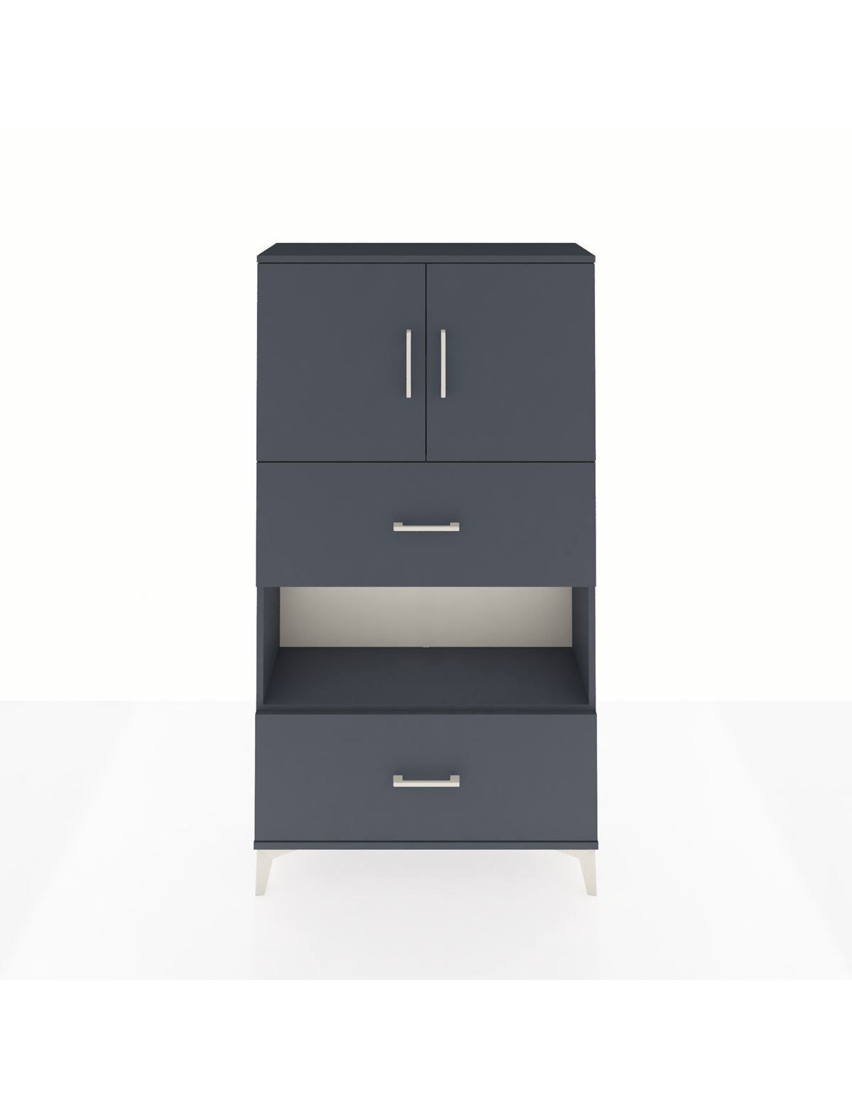 Arges Dolap 3 Raflı 2 Çekmeceli 2 Kapaklı 88x30x163 Antrasit-Antrasit