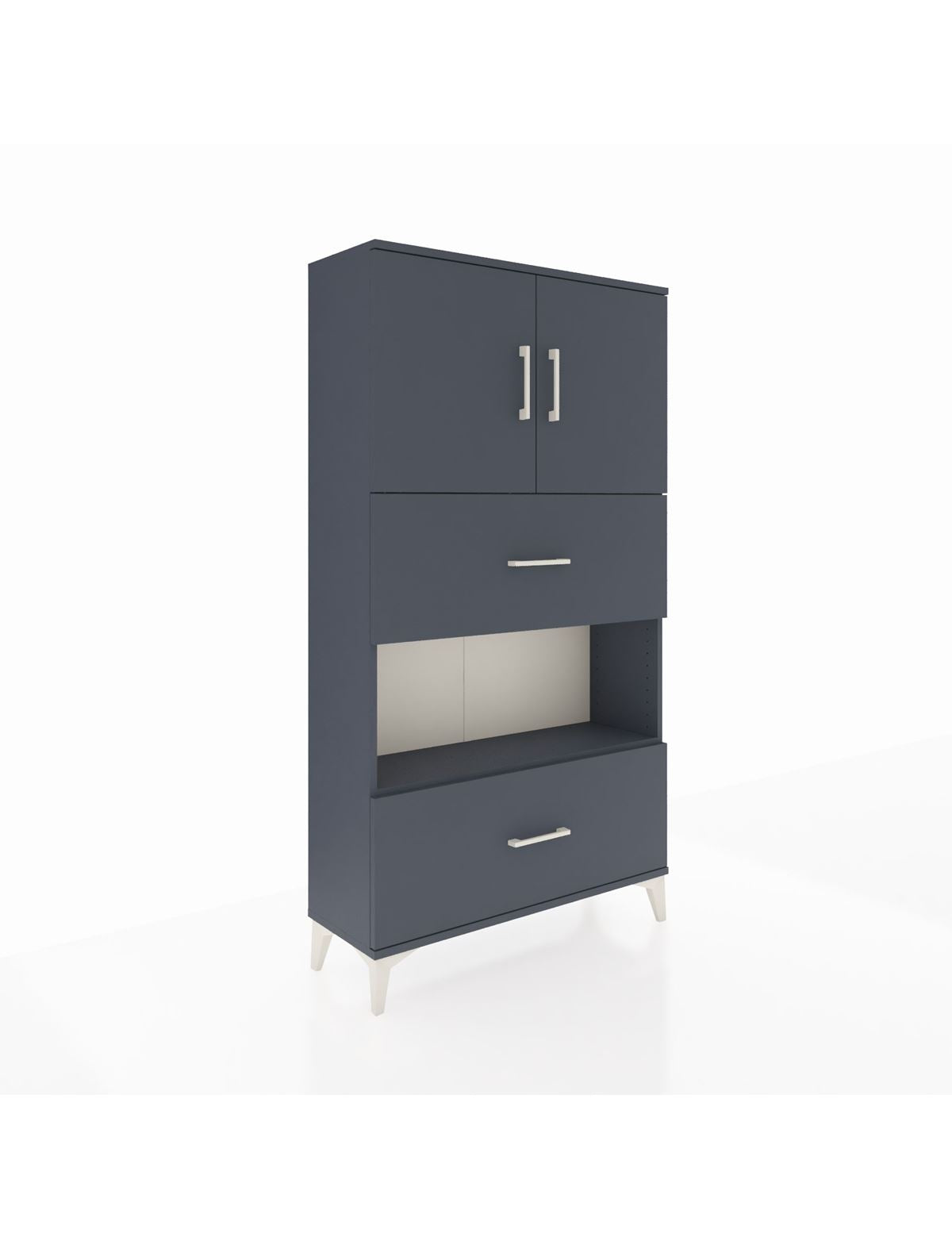 Arges Dolap 3 Raflı 2 Çekmeceli 2 Kapaklı 88x30x163 Antrasit-Antrasit