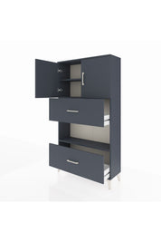 Arges Dolap 3 Raflı 2 Çekmeceli 2 Kapaklı 88x30x163 Antrasit-Antrasit