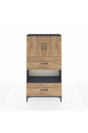 Arges Dolap 3 Raflı 2 Çekmeceli 2 Kapaklı 88x30x163 Antrasit-Çam