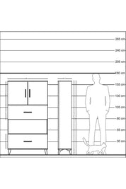 Arges Dolap 3 Raflı 2 Çekmeceli 2 Kapaklı 88x30x163 Antrasit-Çam