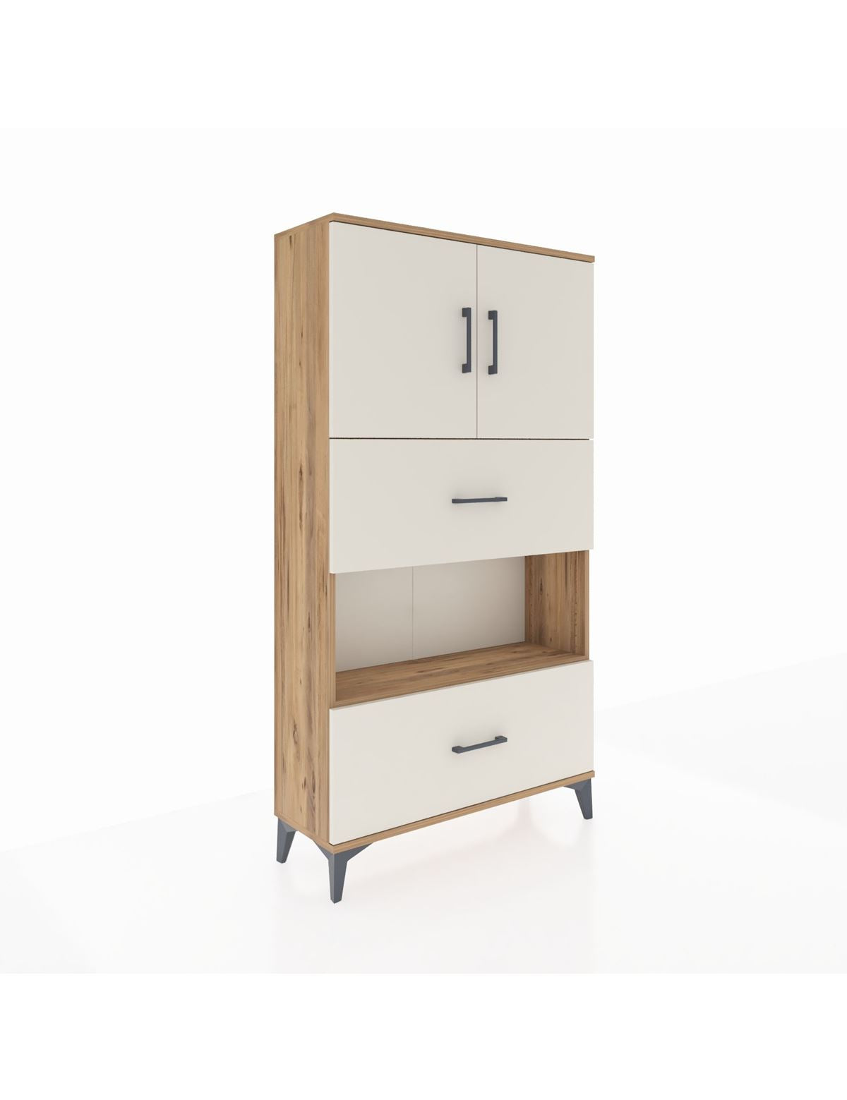 Arges Dolap 3 Raflı 2 Çekmeceli 2 Kapaklı 88x30x163 Çam-Aytaşı