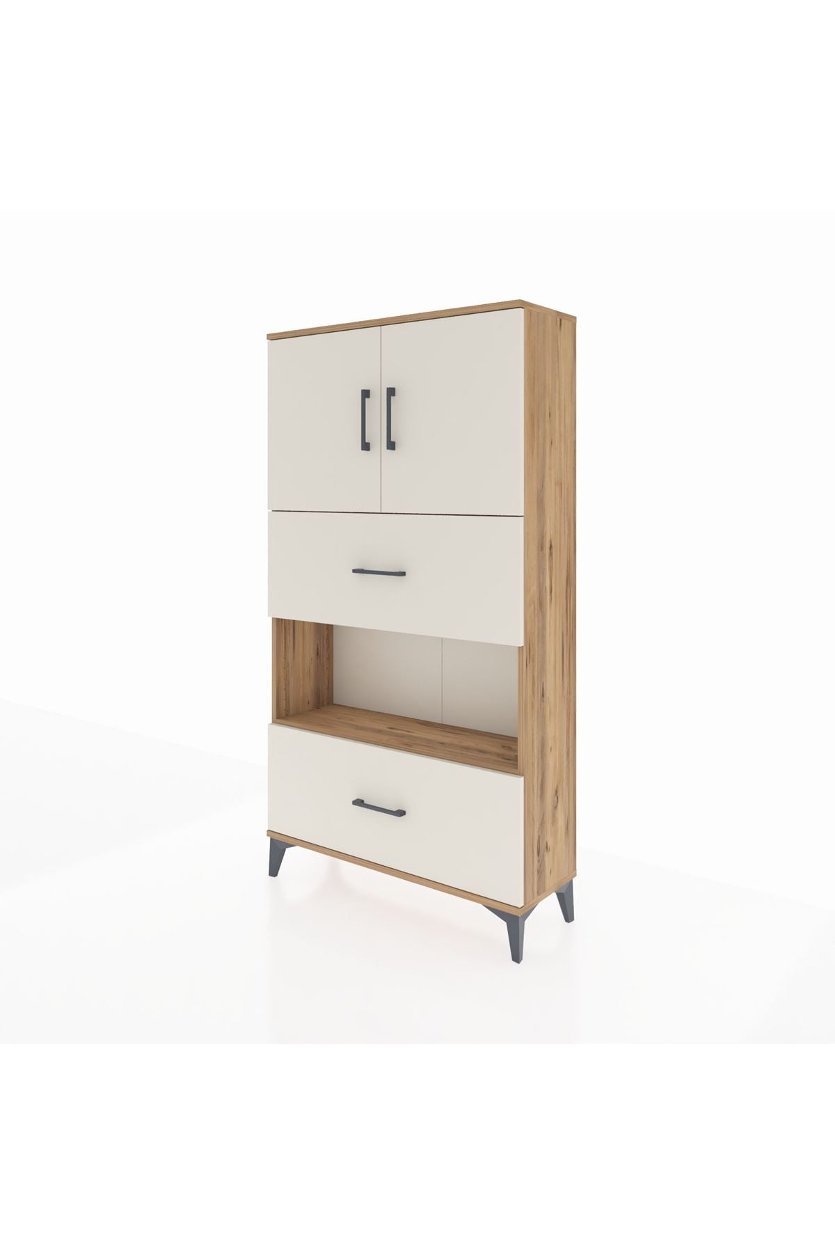 Arges Dolap 3 Raflı 2 Çekmeceli 2 Kapaklı 88x30x163 Çam-Aytaşı