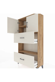 Arges Dolap 3 Raflı 2 Çekmeceli 2 Kapaklı 88x30x163 Çam-Aytaşı