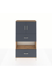 Arges Dolap 3 Raflı 2 Çekmeceli 2 Kapaklı 88x30x163 Çam-Antrasit