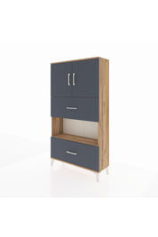 Arges Dolap 3 Raflı 2 Çekmeceli 2 Kapaklı 88x30x163 Çam-Antrasit