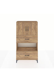 Arges Dolap 3 Raflı 2 Çekmeceli 2 Kapaklı 88x30x163 Çam-Çam