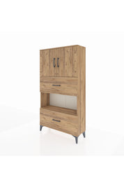 Arges Dolap 3 Raflı 2 Çekmeceli 2 Kapaklı 88x30x163 Çam-Çam