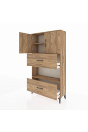 Arges Dolap 3 Raflı 2 Çekmeceli 2 Kapaklı 88x30x163 Çam-Çam
