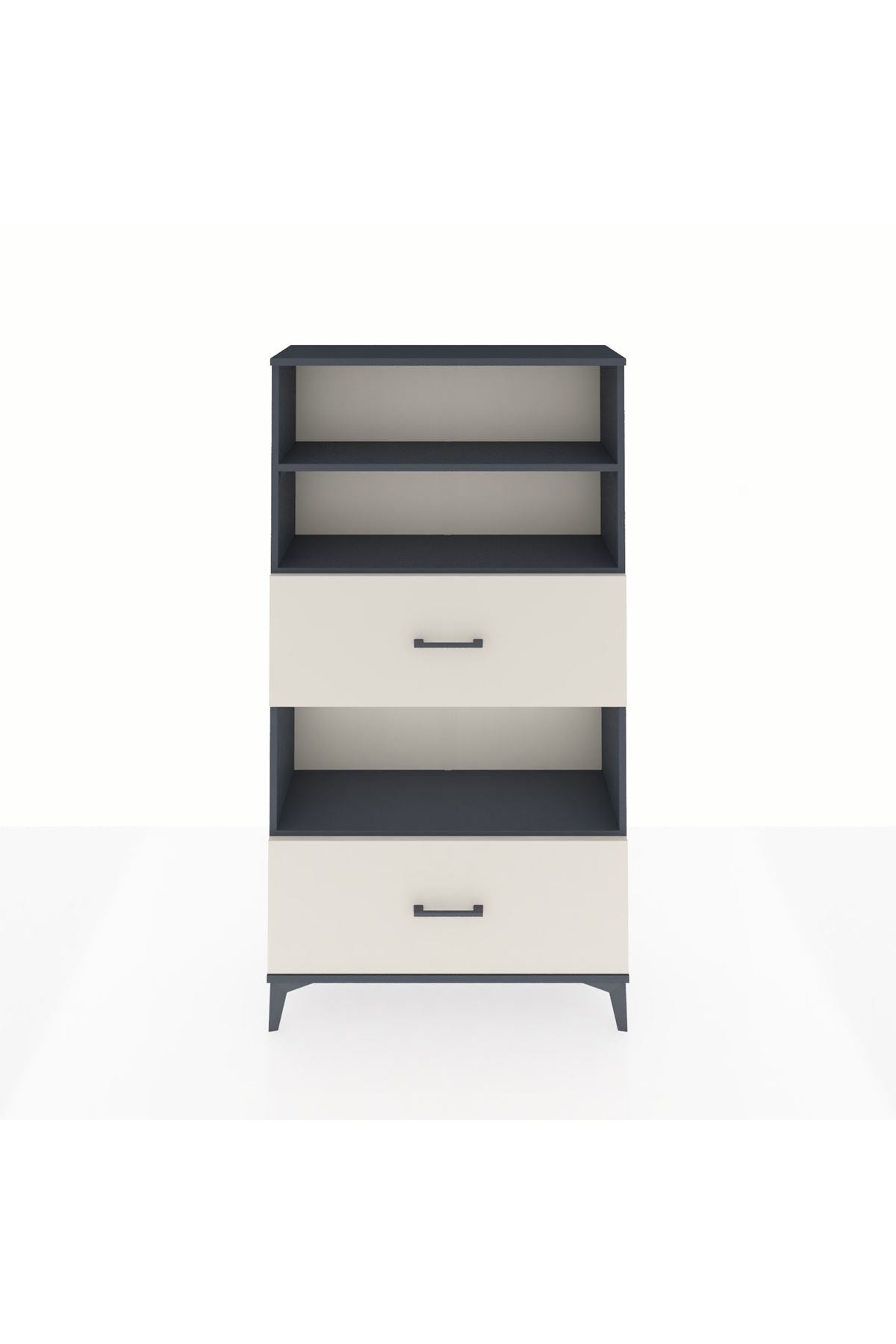 Arges Dolap 3 Raflı 2 Çekmeceli 88x30x163 Antrasit-Aytaşı