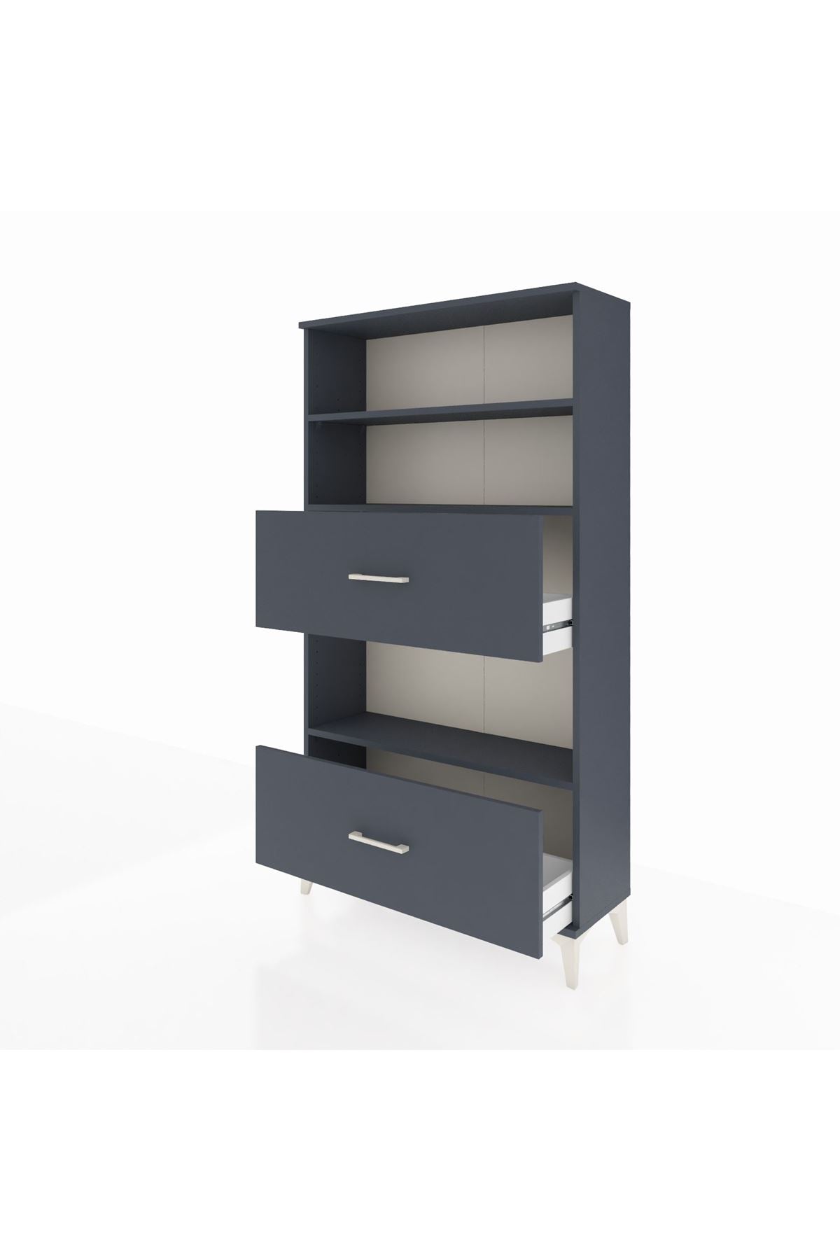 Arges Dolap 3 Raflı 2 Çekmeceli 88x30x163 Antrasit-Antrasit