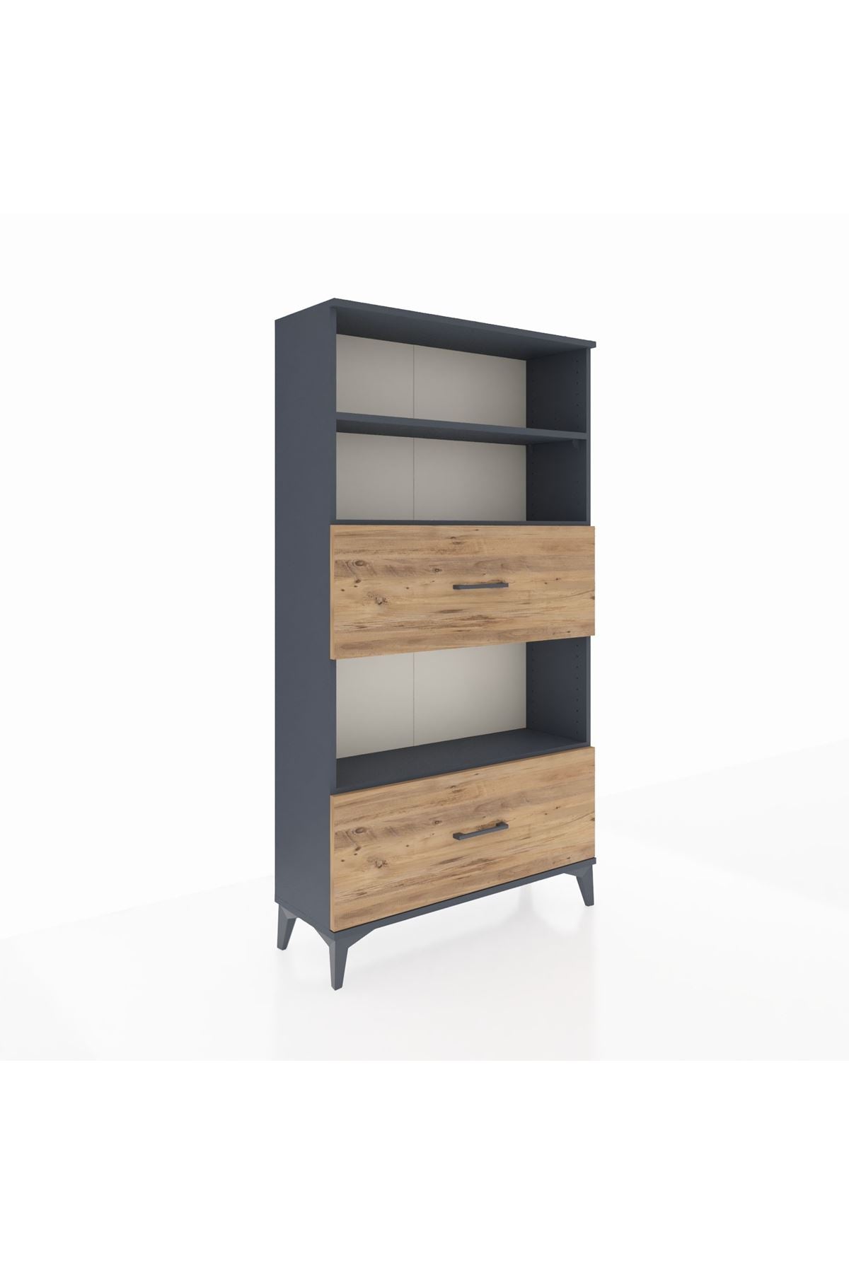 Arges Dolap 3 Raflı 2 Çekmeceli 88x30x163 Antrasit-Çam