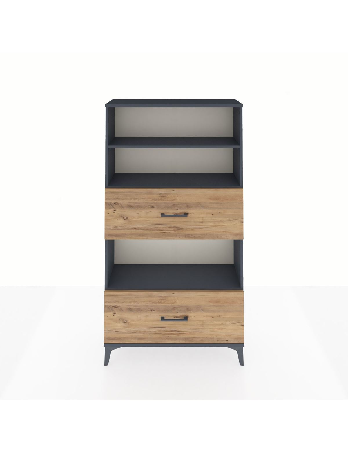 Arges Dolap 3 Raflı 2 Çekmeceli 88x30x163 Antrasit-Çam