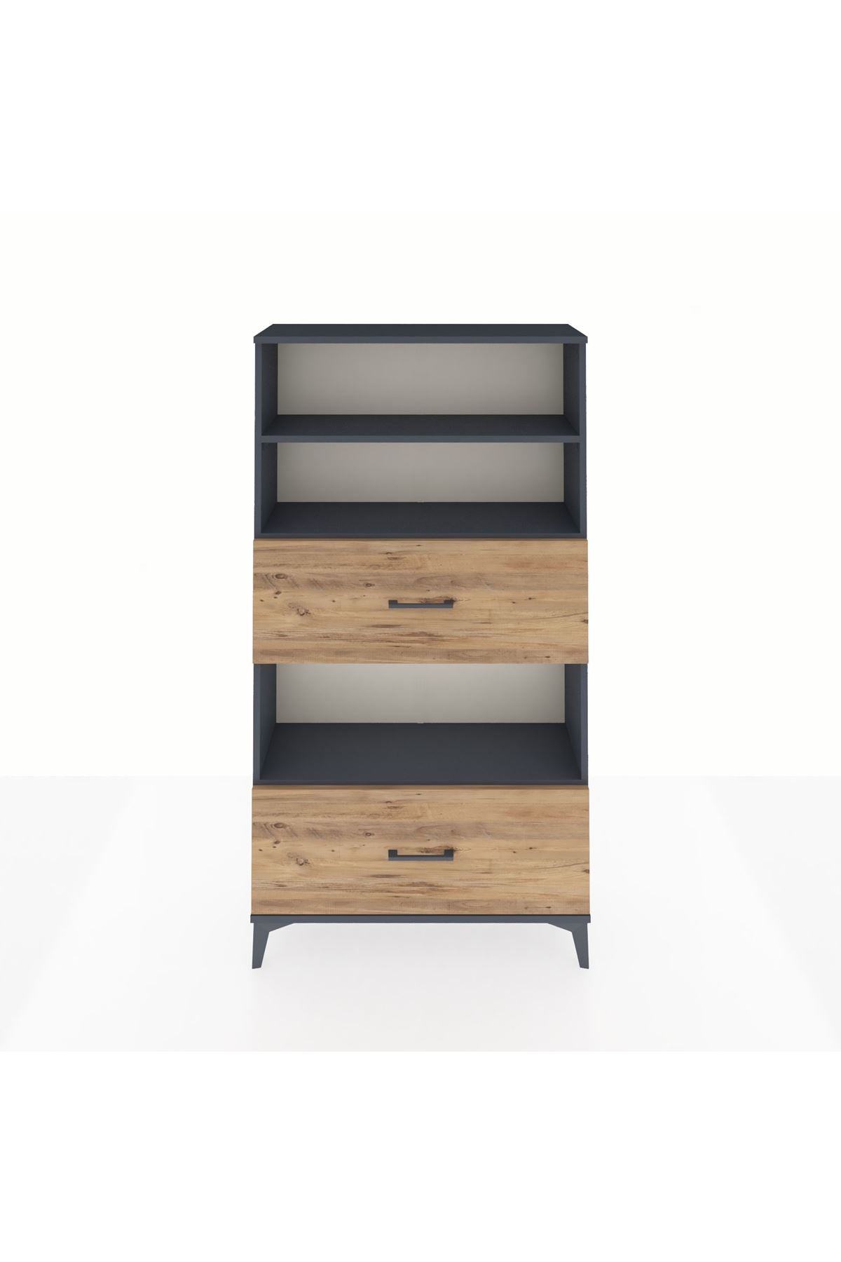 Arges Dolap 3 Raflı 2 Çekmeceli 88x30x163 Antrasit-Çam