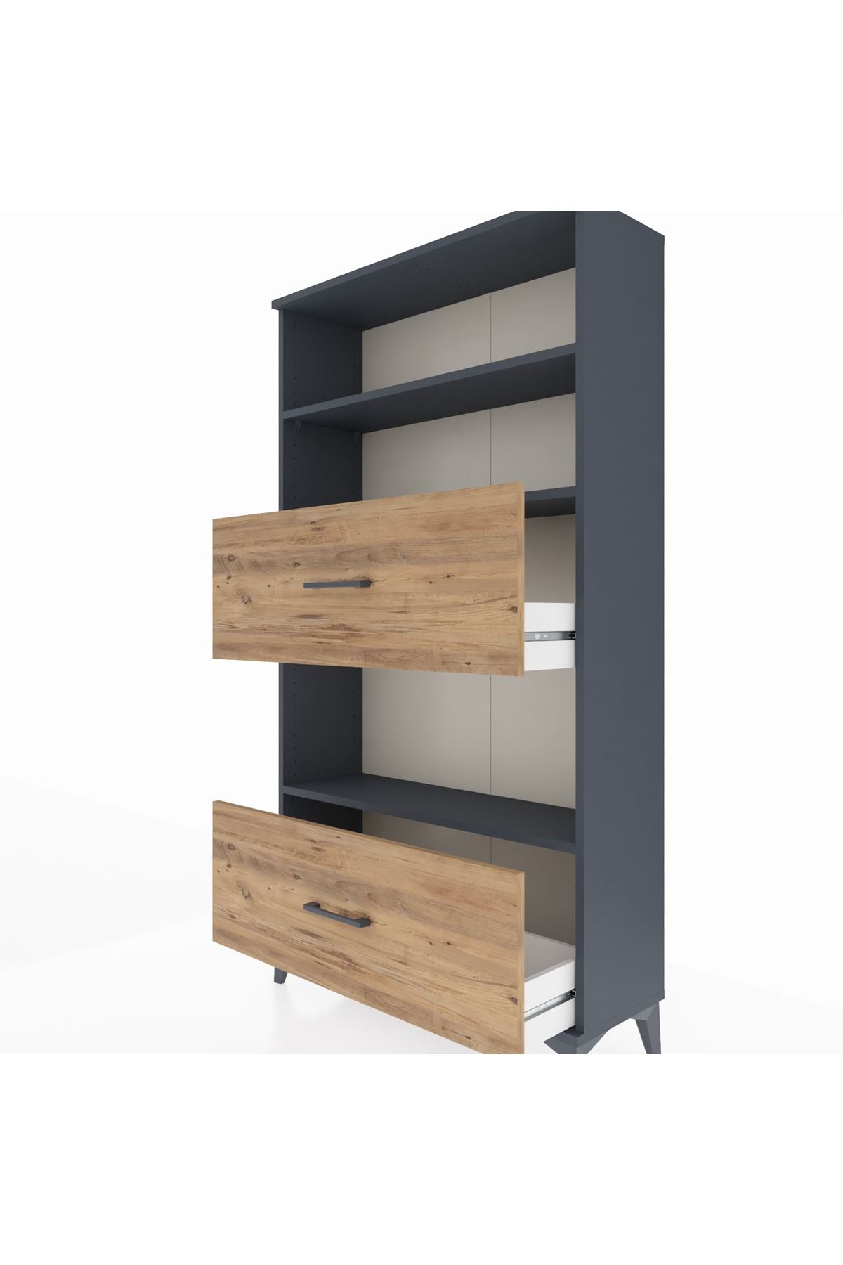 Arges Dolap 3 Raflı 2 Çekmeceli 88x30x163 Antrasit-Çam