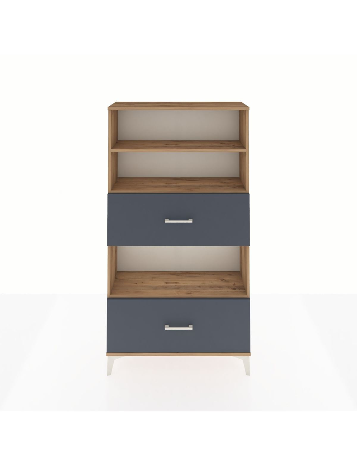 Arges Dolap 3 Raflı 2 Çekmeceli 88x30x163 Çam-Antrasit