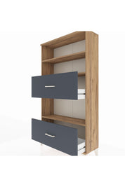 Arges Dolap 3 Raflı 2 Çekmeceli 88x30x163 Çam-Antrasit