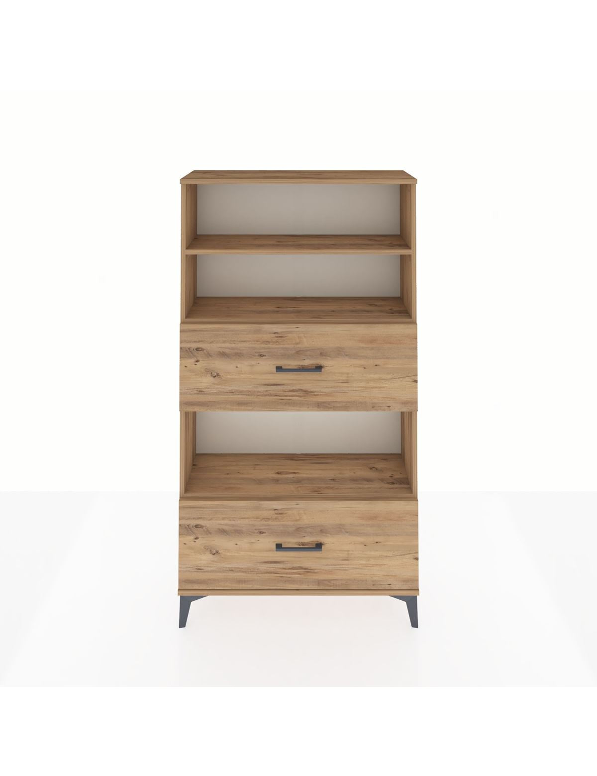 Arges Dolap 3 Raflı 2 Çekmeceli 88x30x163 Çam-Çam