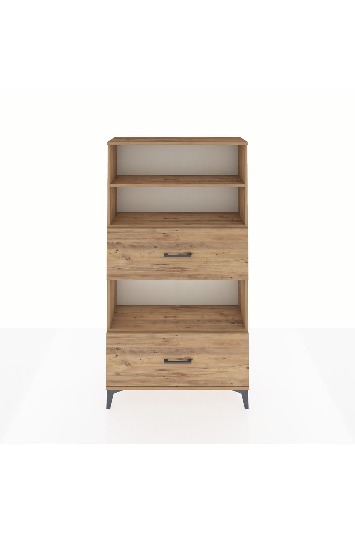 Arges Dolap 3 Raflı 2 Çekmeceli 88x30x163 Çam-Çam