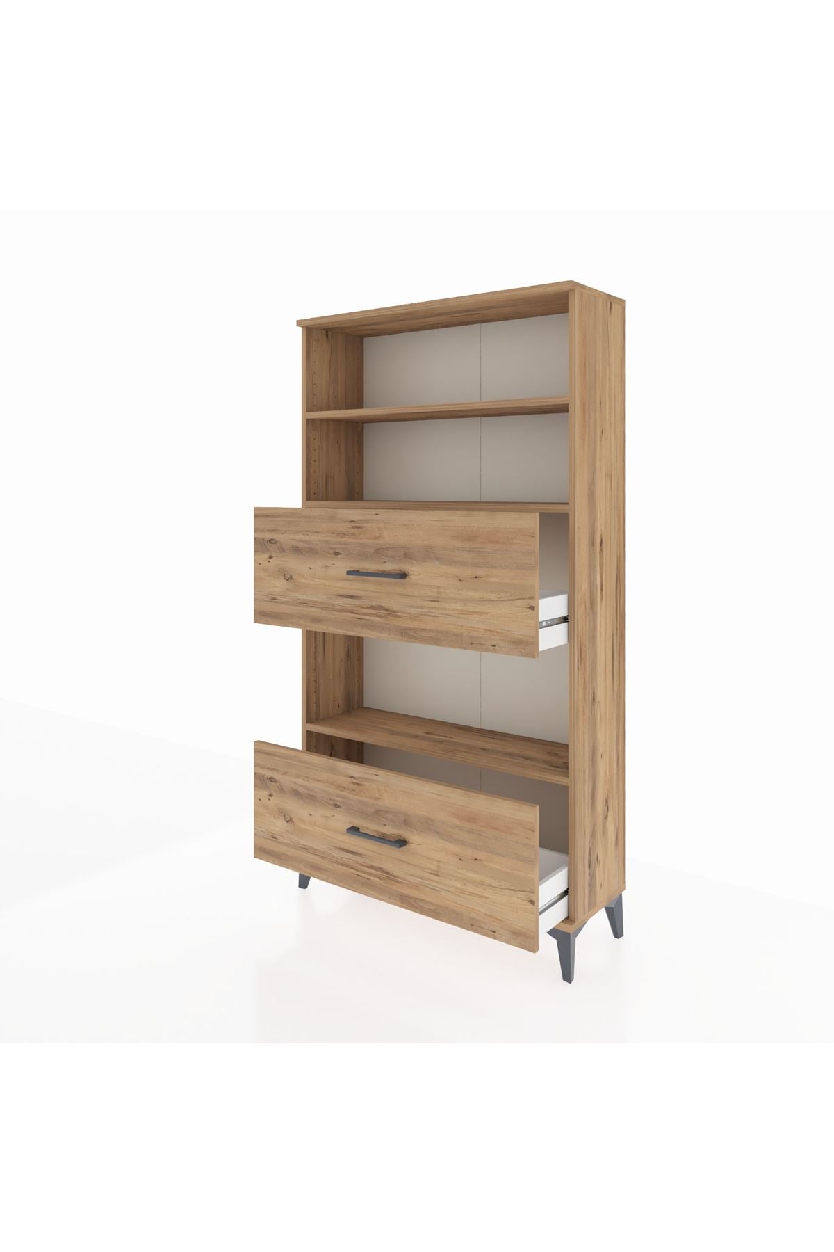 Arges Dolap 3 Raflı 2 Çekmeceli 88x30x163 Çam-Çam