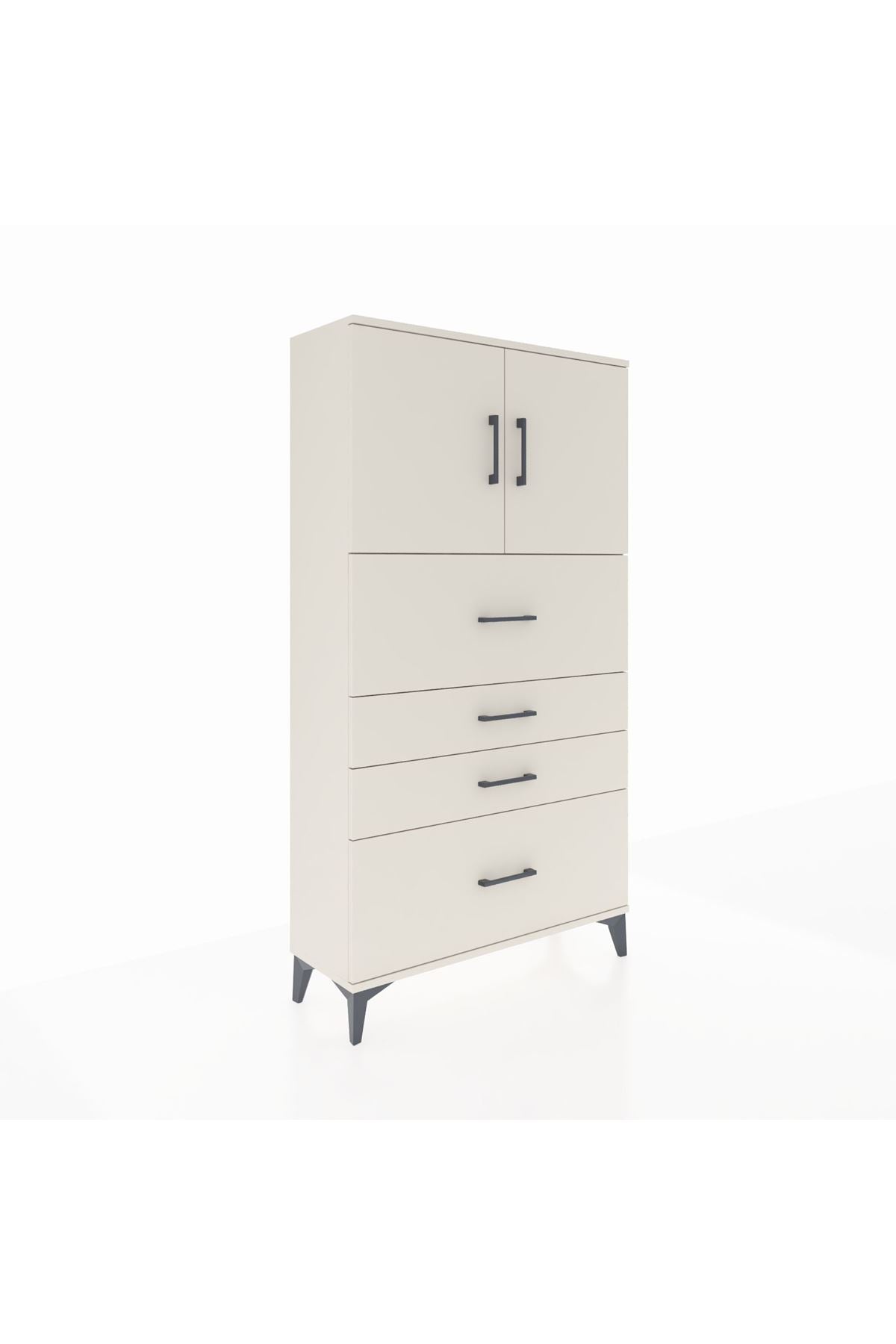 Arges Dolap 2 Raflı 4 Çekmeceli 2 Kapaklı 88x30x163 Aytaşı-Aytaşı