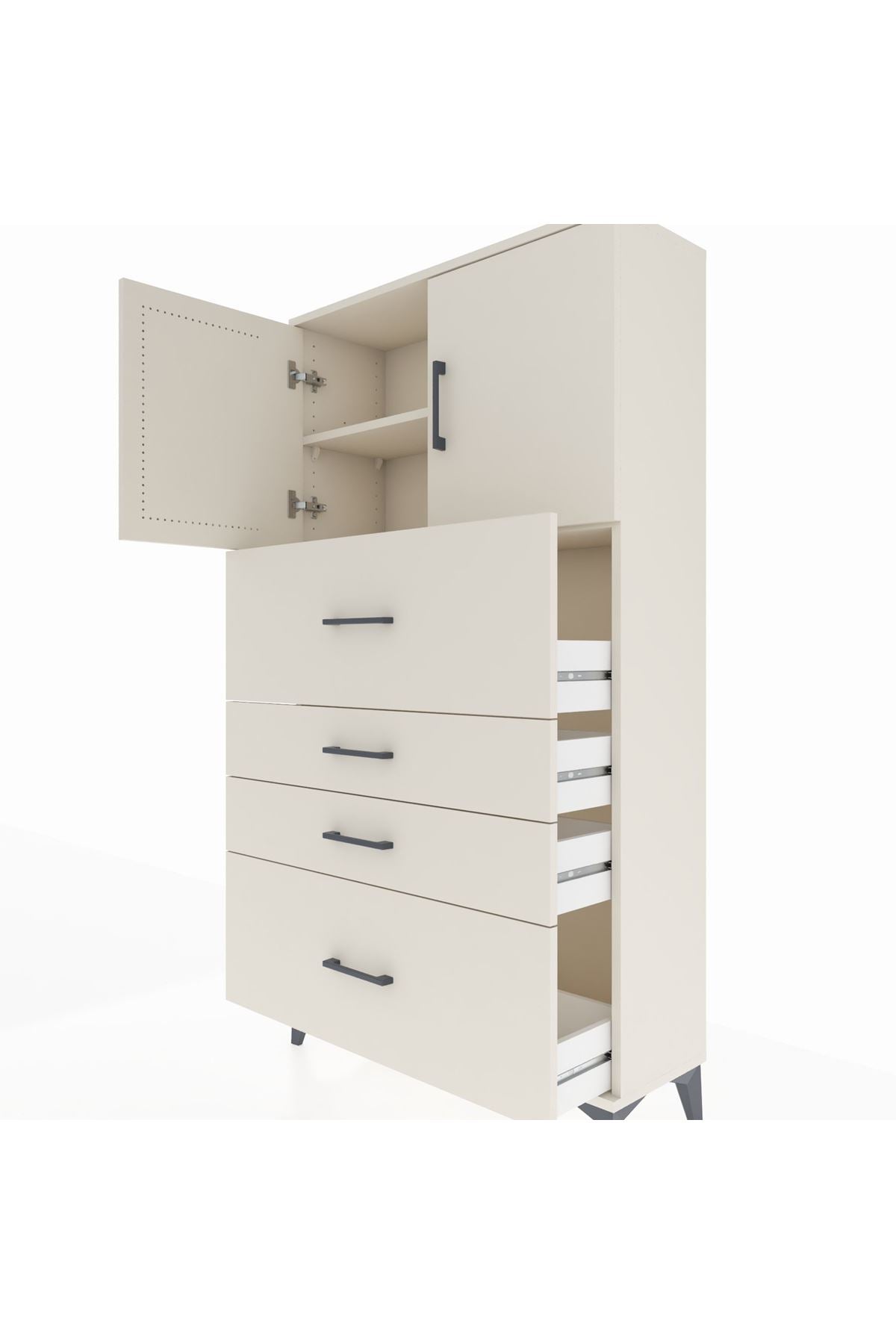 Arges Dolap 2 Raflı 4 Çekmeceli 2 Kapaklı 88x30x163 Aytaşı-Aytaşı