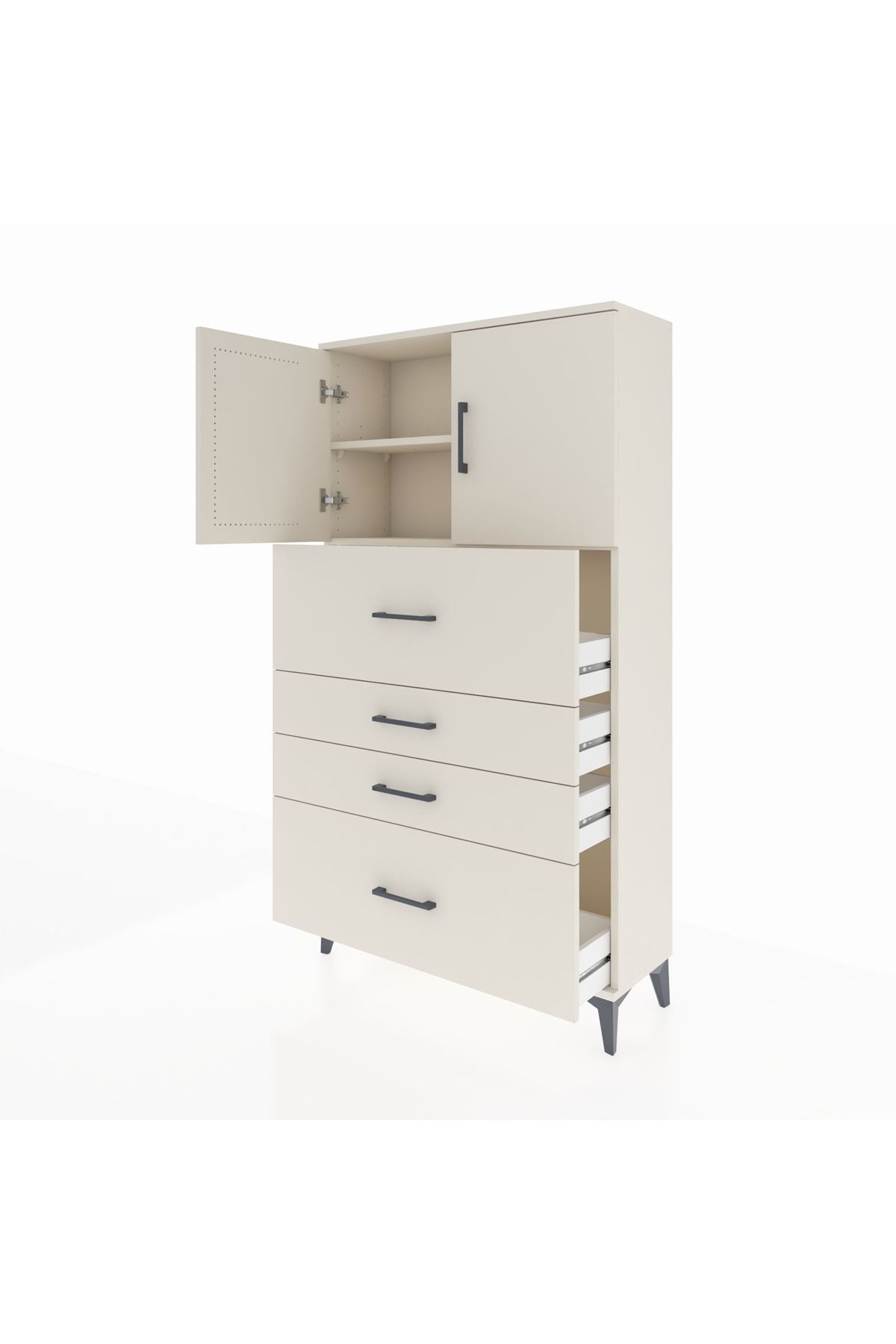 Arges Dolap 2 Raflı 4 Çekmeceli 2 Kapaklı 88x30x163 Aytaşı-Aytaşı