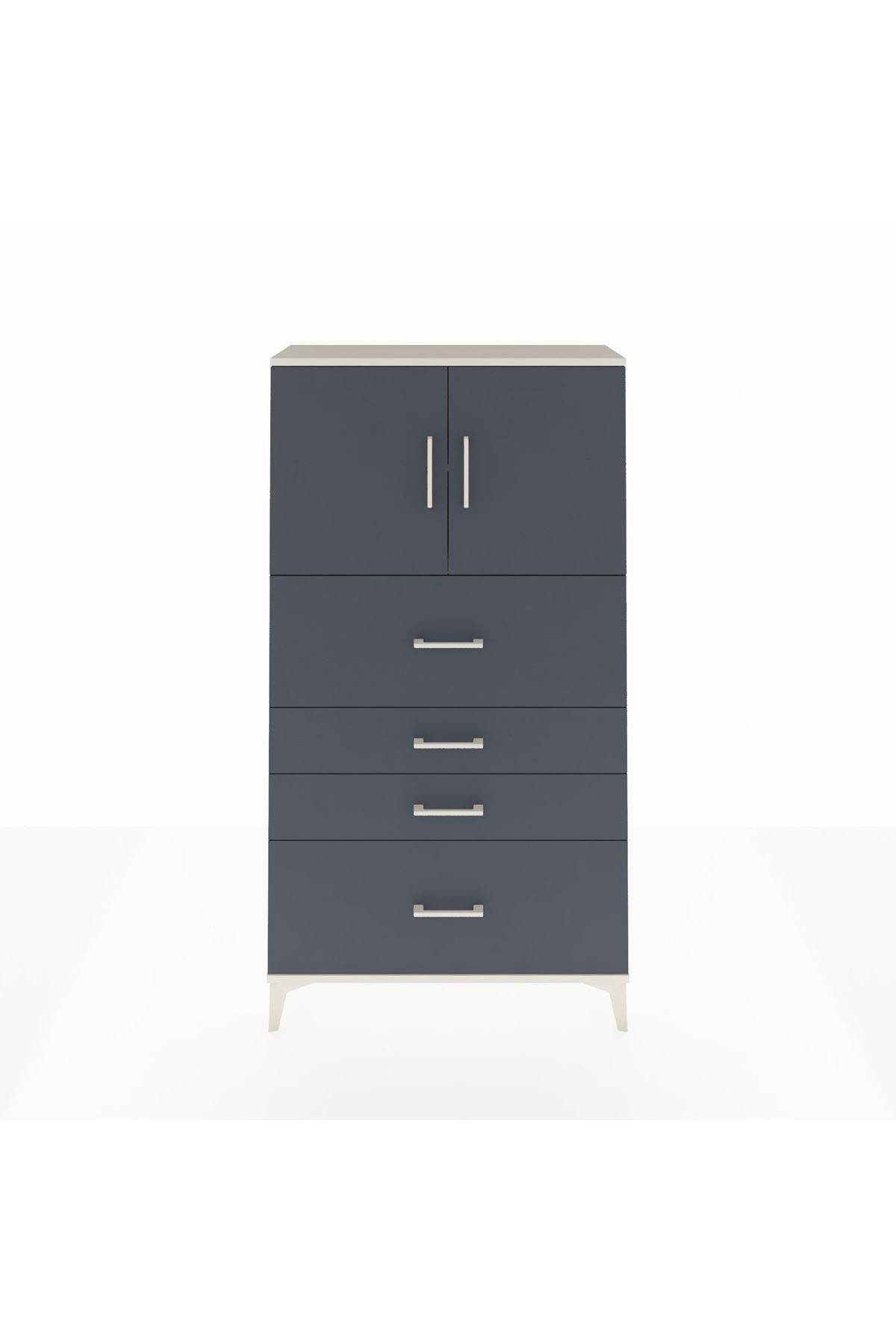 Arges Dolap 2 Raflı 4 Çekmeceli 2 Kapaklı 88x30x163 Aytaşı-Antrasit