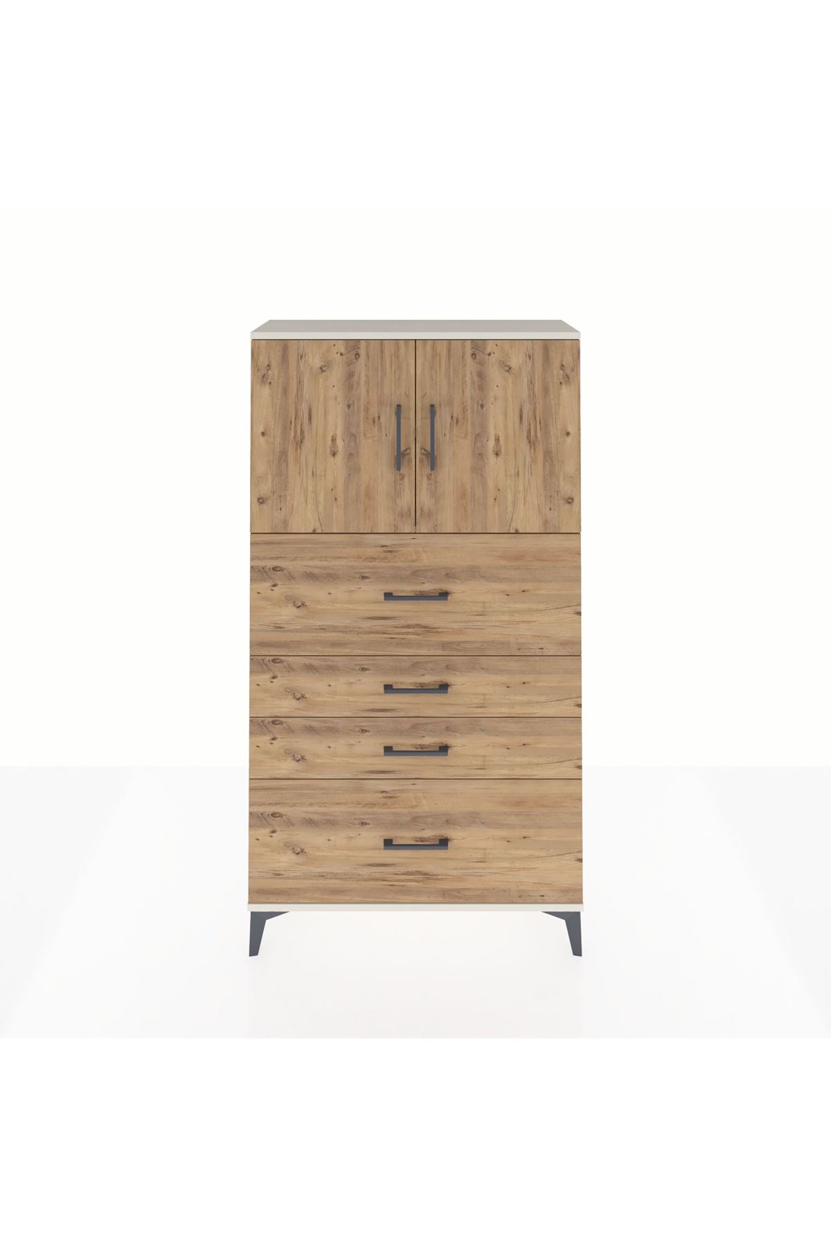 Arges Dolap 2 Raflı 4 Çekmeceli 2 Kapaklı 88x30x163 Aytaşı-Çam