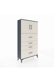 Arges Dolap 2 Raflı 4 Çekmeceli 2 Kapaklı 88x30x163 Antrasit-Aytaşı