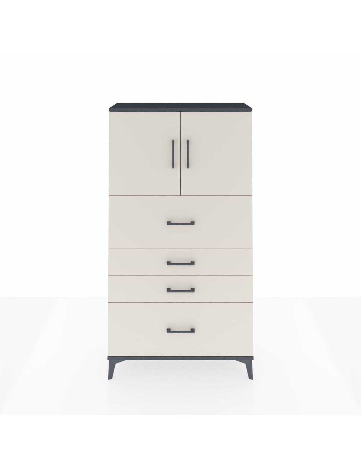 Arges Dolap 2 Raflı 4 Çekmeceli 2 Kapaklı 88x30x163 Antrasit-Aytaşı