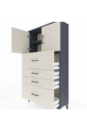 Arges Dolap 2 Raflı 4 Çekmeceli 2 Kapaklı 88x30x163 Antrasit-Aytaşı