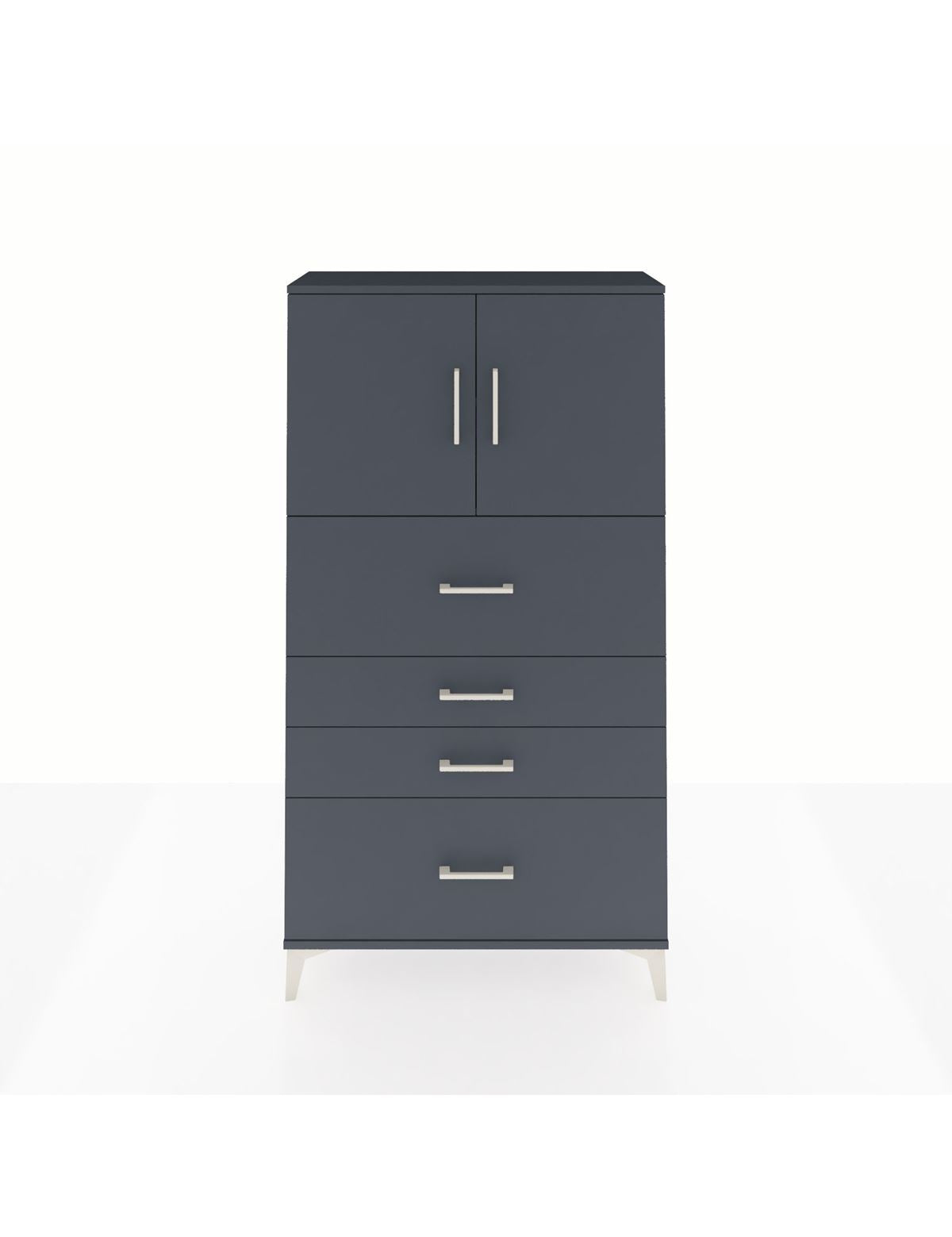 Arges Dolap 2 Raflı 4 Çekmeceli 2 Kapaklı 88x30x163 Antrasit-Antrasit