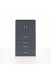 Arges Dolap 2 Raflı 4 Çekmeceli 2 Kapaklı 88x30x163 Antrasit-Antrasit