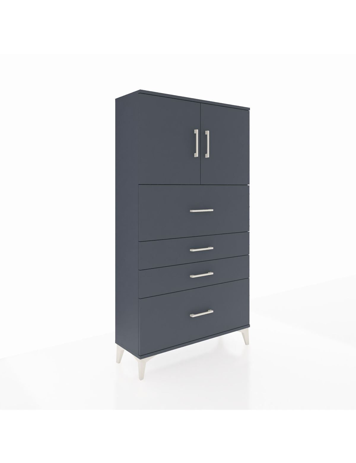 Arges Dolap 2 Raflı 4 Çekmeceli 2 Kapaklı 88x30x163 Antrasit-Antrasit