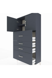 Arges Dolap 2 Raflı 4 Çekmeceli 2 Kapaklı 88x30x163 Antrasit-Antrasit