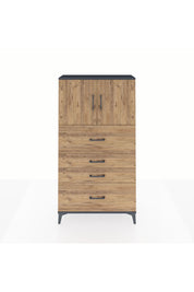 Arges Dolap 2 Raflı 4 Çekmeceli 2 Kapaklı 88x30x163 Antrasit-Çam