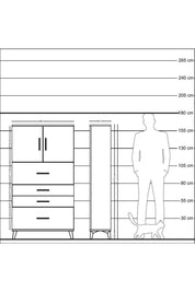 Arges Dolap 2 Raflı 4 Çekmeceli 2 Kapaklı 88x30x163 Antrasit-Çam