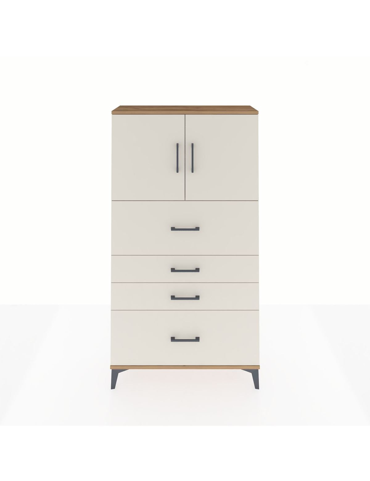 Arges Dolap 2 Raflı 4 Çekmeceli 2 Kapaklı 88x30x163 Çam-Aytaşı