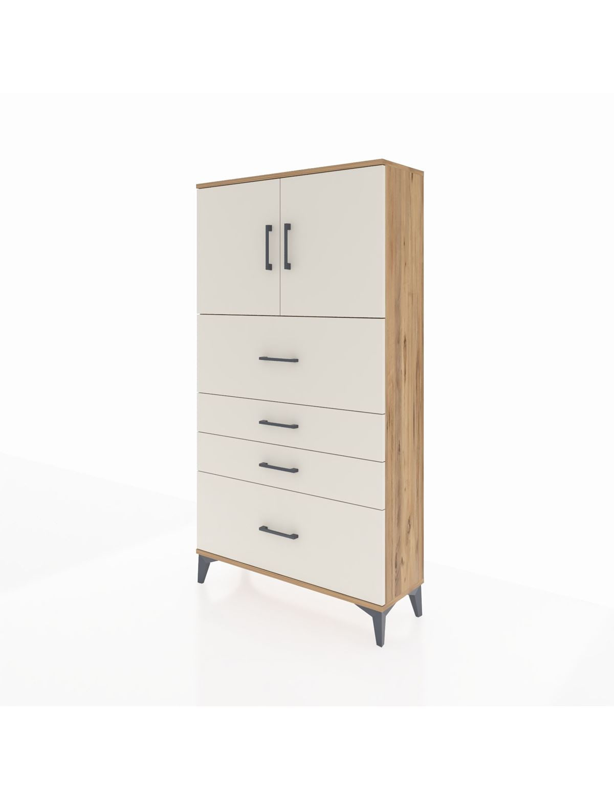 Arges Dolap 2 Raflı 4 Çekmeceli 2 Kapaklı 88x30x163 - S21M031V7A