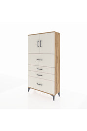 Arges Dolap 2 Raflı 4 Çekmeceli 2 Kapaklı 88x30x163 Çam-Aytaşı