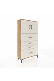 Arges Dolap 2 Raflı 4 Çekmeceli 2 Kapaklı 88x30x163 Çam-Aytaşı
