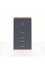 Arges Dolap 2 Raflı 4 Çekmeceli 2 Kapaklı 88x30x163 Çam-Antrasit