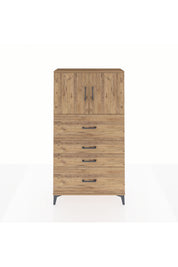 Arges Dolap 2 Raflı 4 Çekmeceli 2 Kapaklı 88x30x163 Çam-Çam