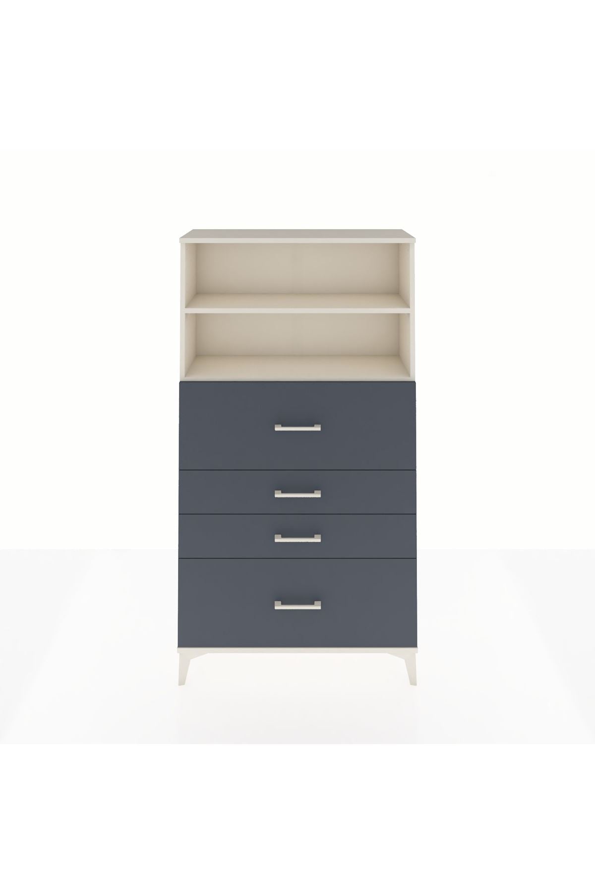 Arges Dolap 2 Raflı 4 Çekmeceli 88x30x163 Aytaşı-Antrasit