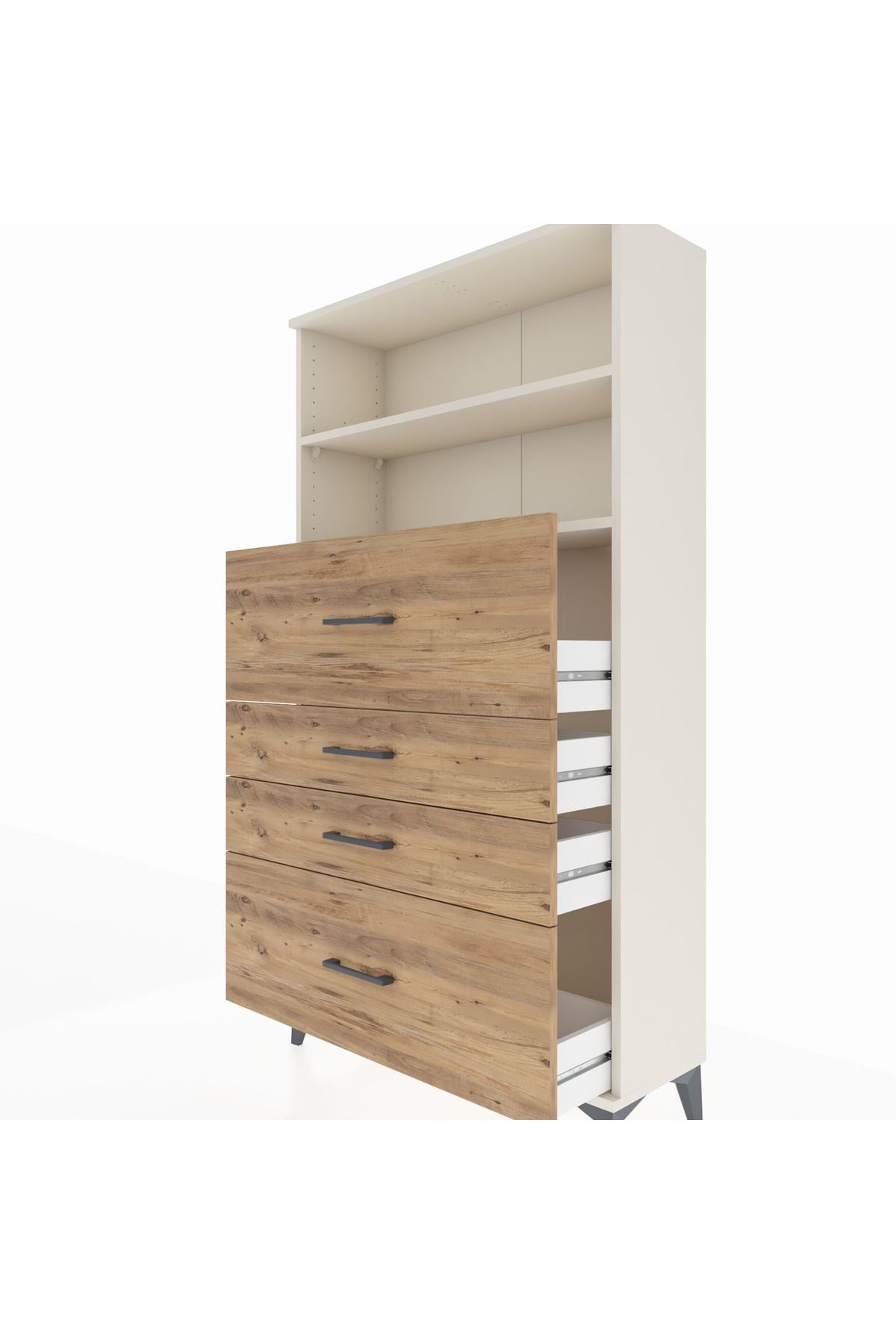 Arges Dolap 2 Raflı 4 Çekmeceli 88x30x163 Aytaşı-Çam