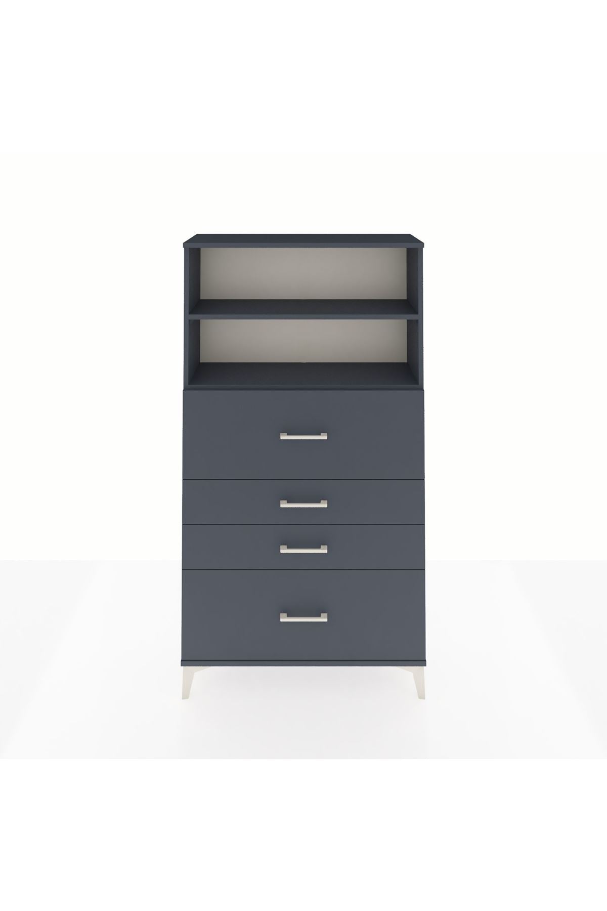 Arges Dolap 2 Raflı 4 Çekmeceli 88x30x163 Antrasit-Antrasit