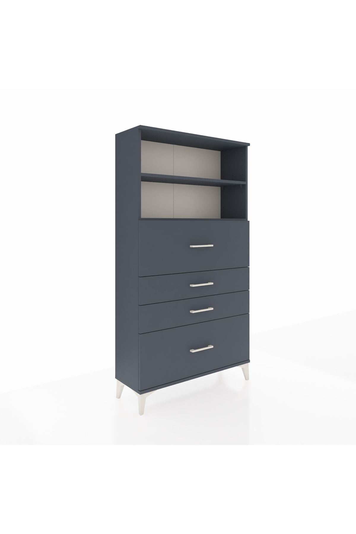 Arges Dolap 2 Raflı 4 Çekmeceli 88x30x163 Antrasit-Antrasit