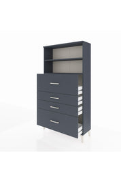 Arges Dolap 2 Raflı 4 Çekmeceli 88x30x163 Antrasit-Antrasit