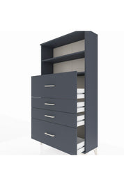 Arges Dolap 2 Raflı 4 Çekmeceli 88x30x163 Antrasit-Antrasit